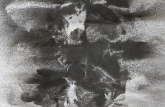 Untitle《無題》，138x69cm， Ink on paper